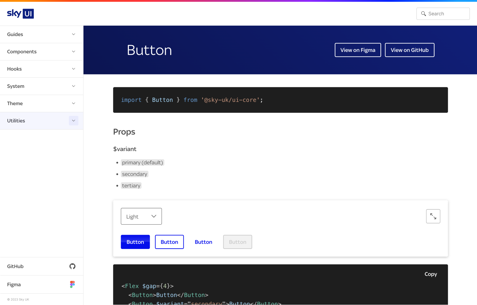 Sky UI Documentation Website